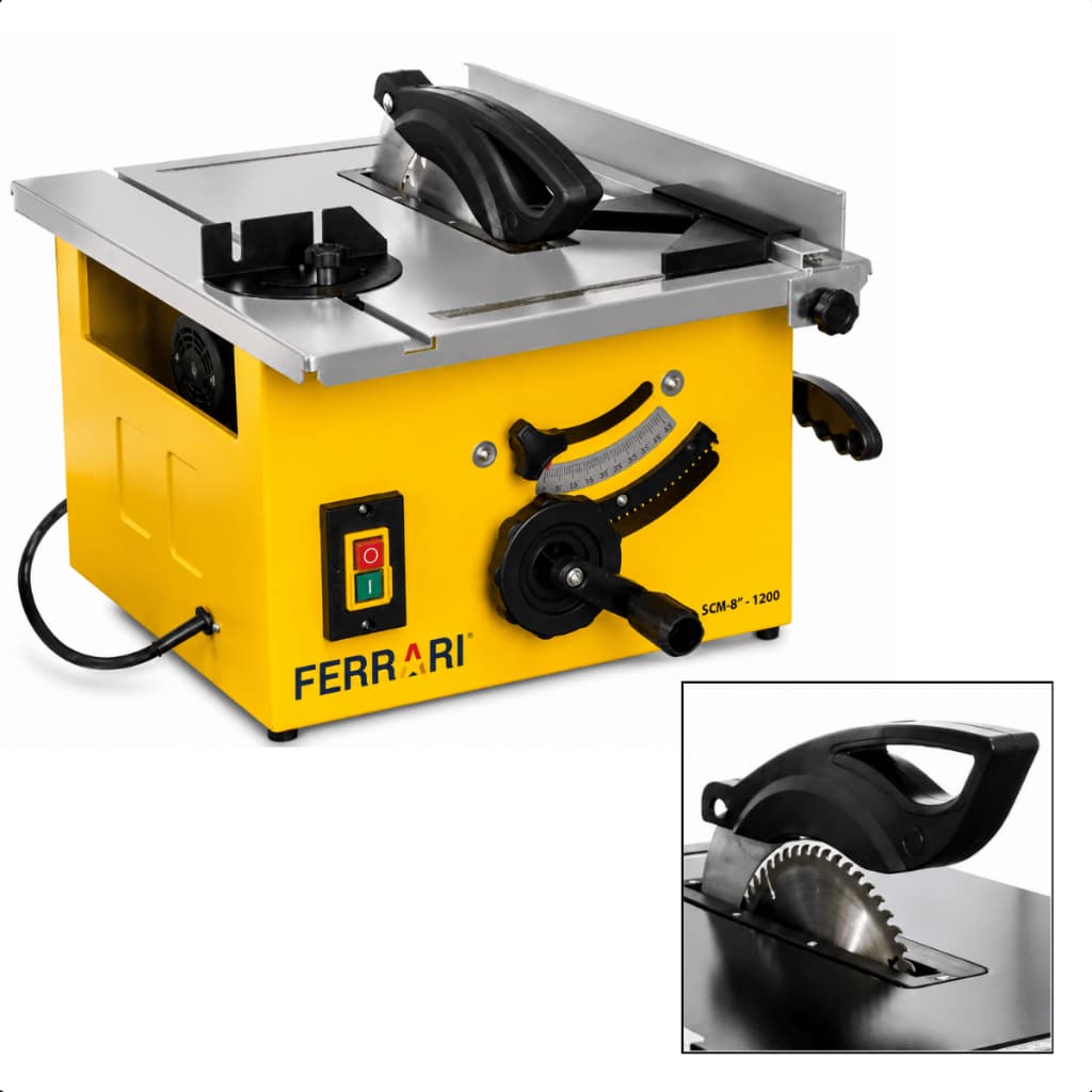 Serra Circular De Mesa Bancada 8 Pol 1200W 4800RPM Corte 0-45 Graus 220V Cortes Precisos e Profissionais