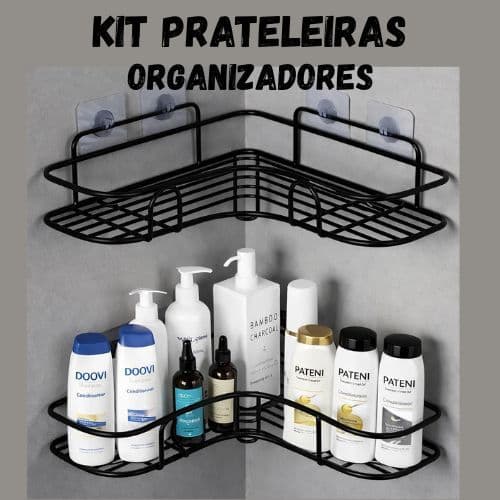 PRATELEIRAS ORGANIZADORAS SUPORTE COM AUTOADESIVO PARA PAREDE BANHEIRO COZINHA SHAMPOO E SABONETE