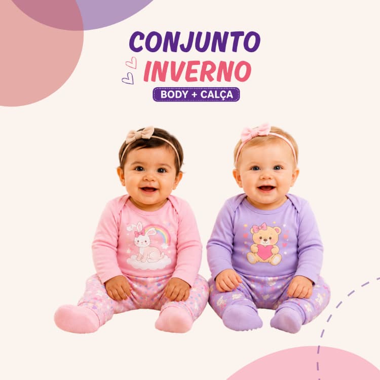 Kit 4, 6, 8 ou 10 Peças Body Bebe Menina Manga Longa Algodao Inverno Conjunto Body e Calça Infantil Sortido