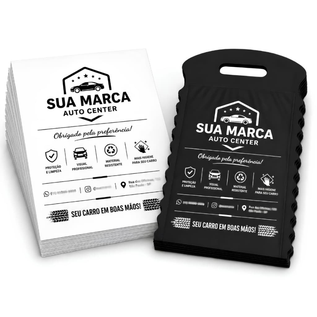 Kit 100un Tapete de Papel + 100un Lixeira Automotiva PERSONALIZADO | 40X45cm