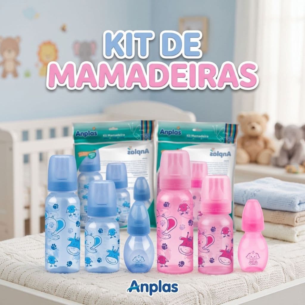 Kit 3 Mamadeiras C/Bico Pvc 240/140/60ml Mamadeira Anplas Petita