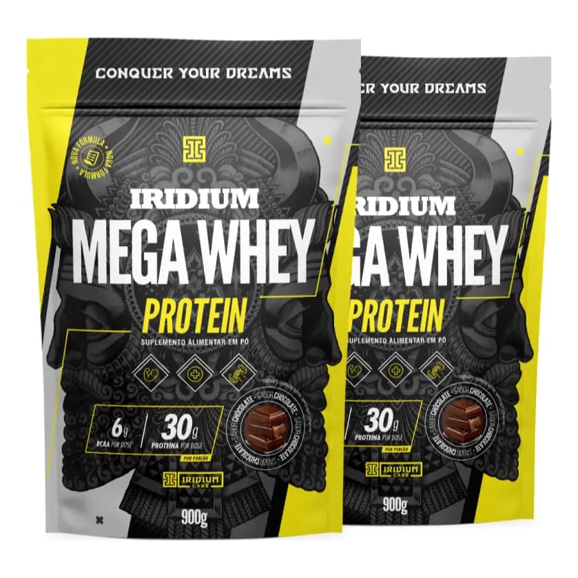 Kit 2x Whey Protein Mega 900g - Iridium Labs Sabor Chocolate