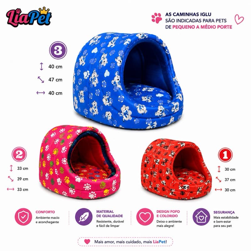 Caminha Iglu para Cães e Gatos | Casinha Pet Acolchoada