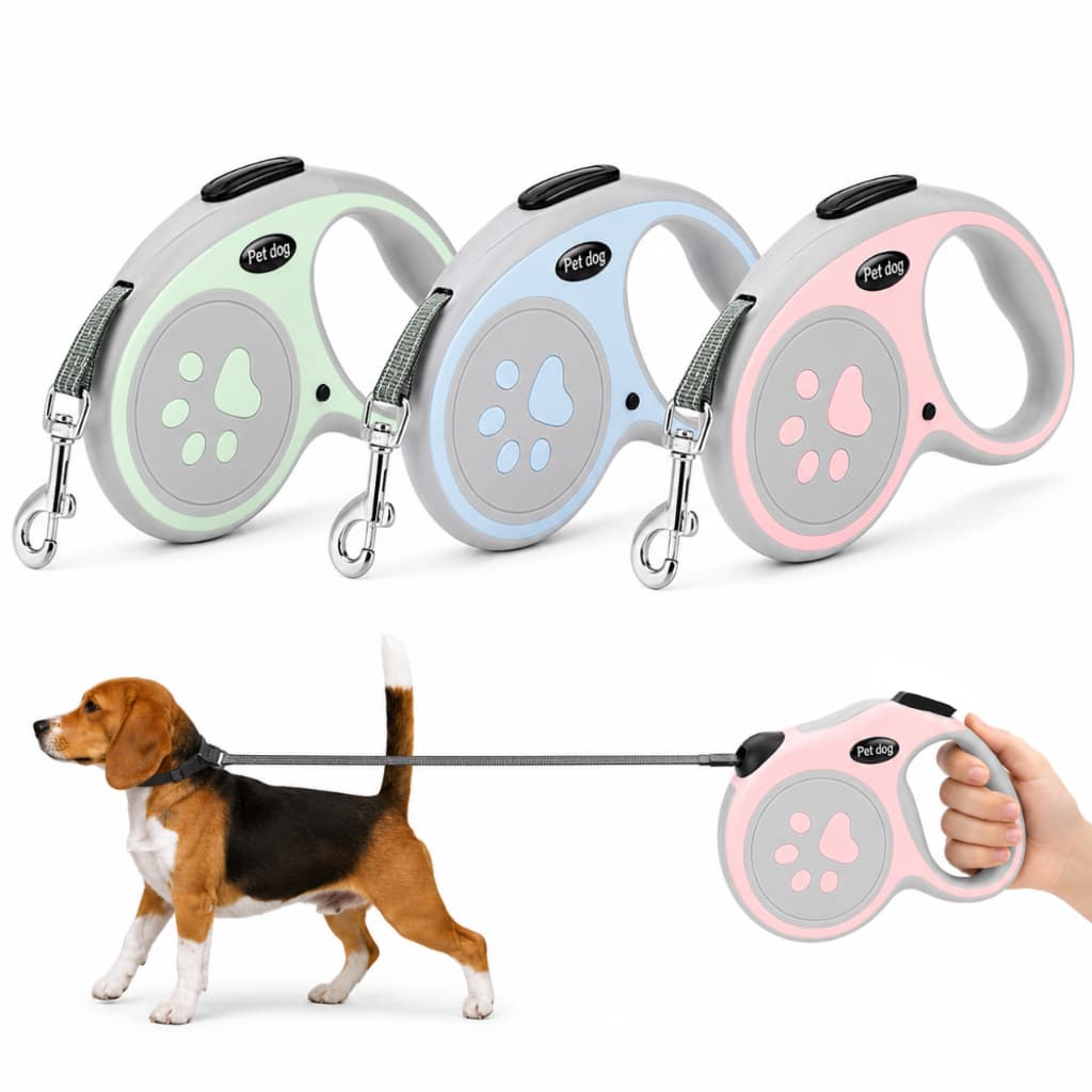 Coleira Guia Retrátil 3 Metros Pets Cachorro Cães Gatos Sortidos Resistente Com Trava Até 11.33kg