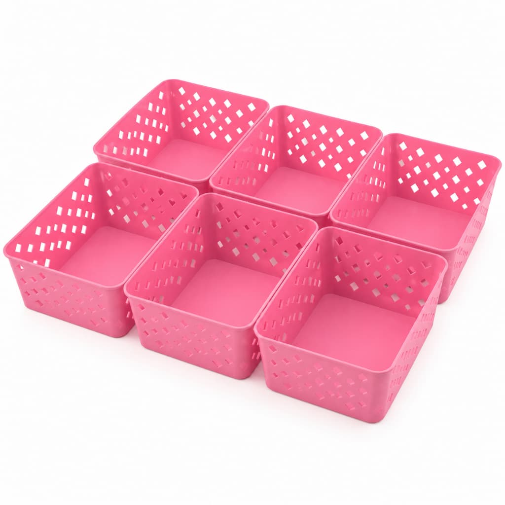Kit 6 Cestos Organizadores Rosa Premium Multiuso Organizador de Gavetas Armário Closet Banheiro