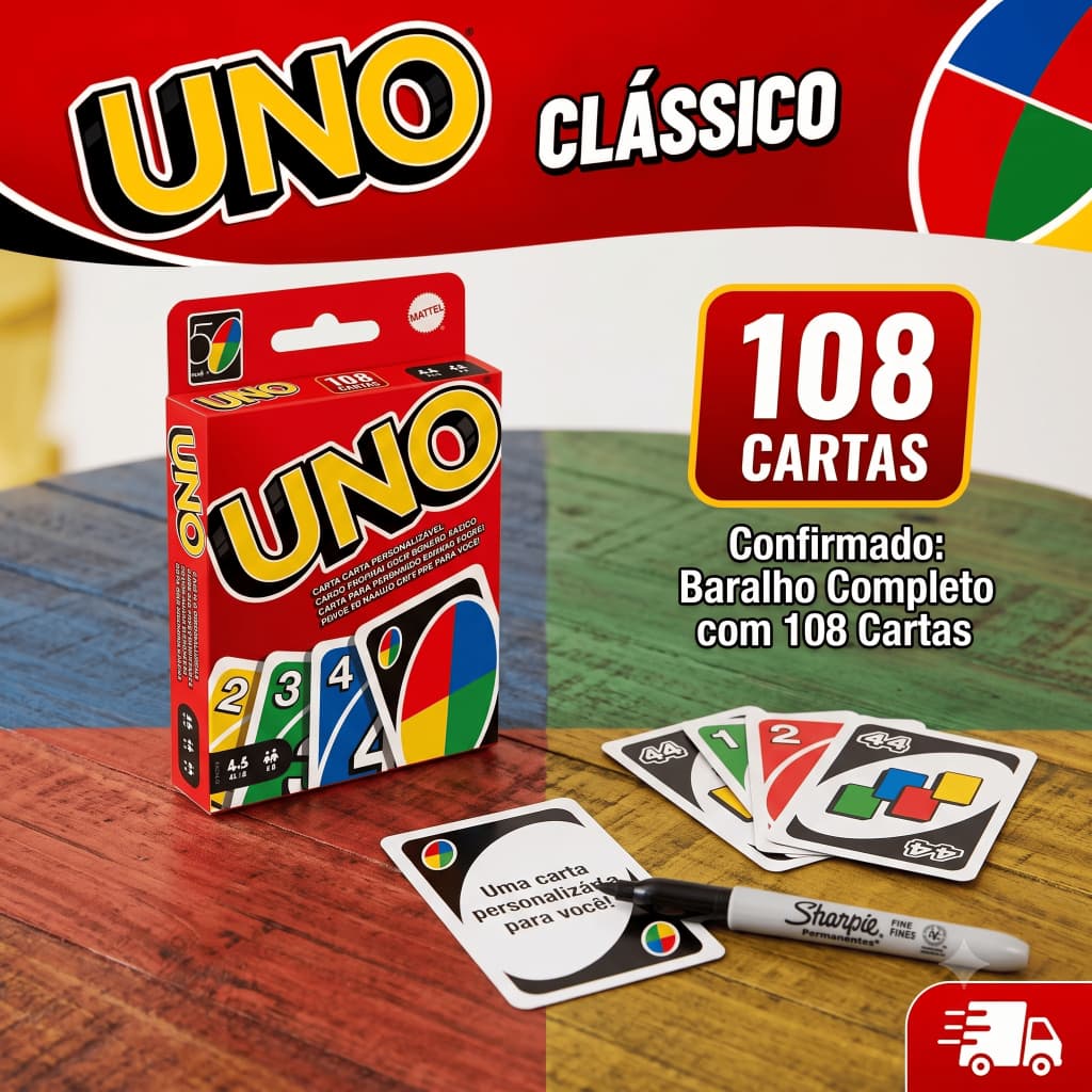 Uno Jogo De Cartas Baralho Colorido Clássico 108 Cartas Diversão Garantida Família E Amigos