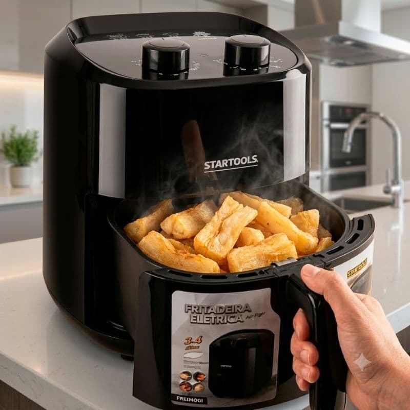 Air Flyer 220 V Fritadeira Elétrica Sem Óleo 5 Litros Alta Potência Preto