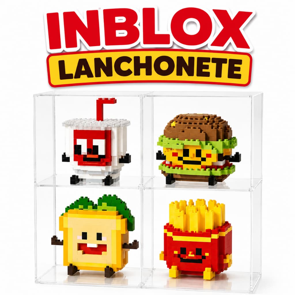 INBLOX Lanches em Blocos para Montar – Batata, Hambúrguer, Sanduíche e Refrigerante Tipo Lego