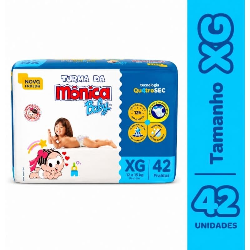 Fralda Descartável Turma da Mônica Baby Mega Tamanho XG 42 Unidades Descartáveis