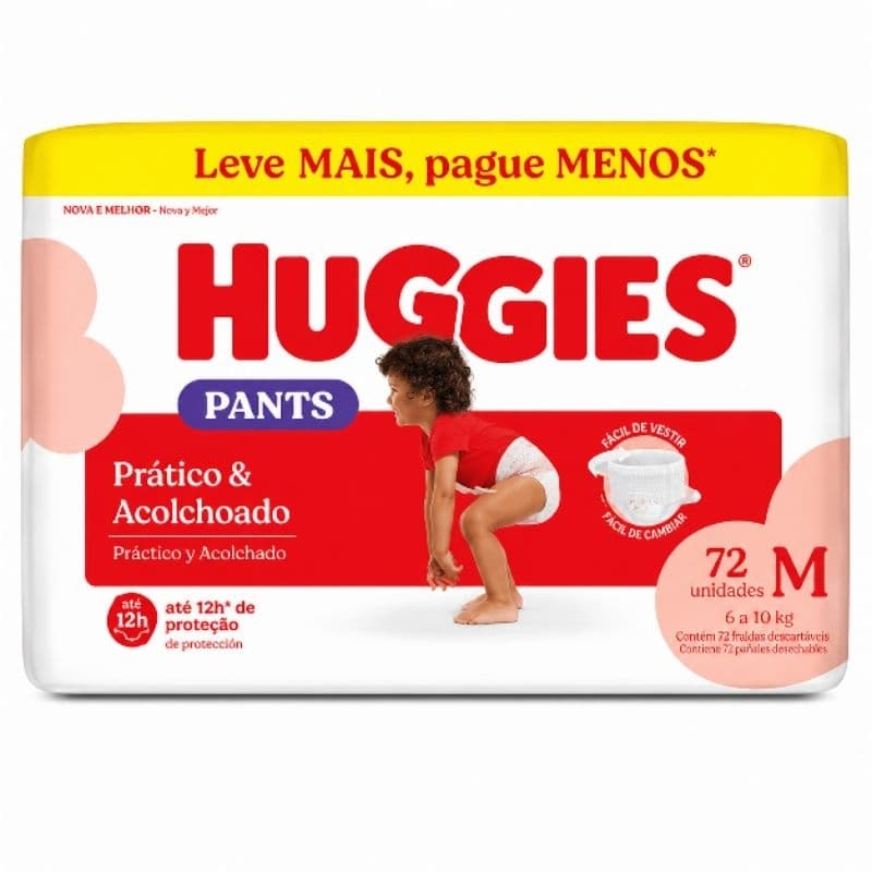 Huggies Fralda Pants Proteção Acolchoada M - 72Un