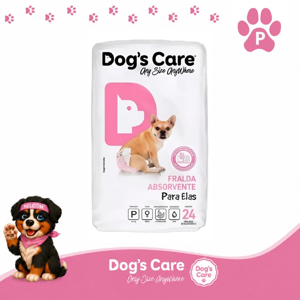 Fralda higiênica cães Pet descartável para cachorro fêmea P kit 24 unidades Dogs care
