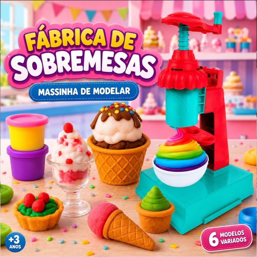 Kit Massinha de Modelar Infantil Sua Fábrica de Sobremesas Brinquedo Educativo