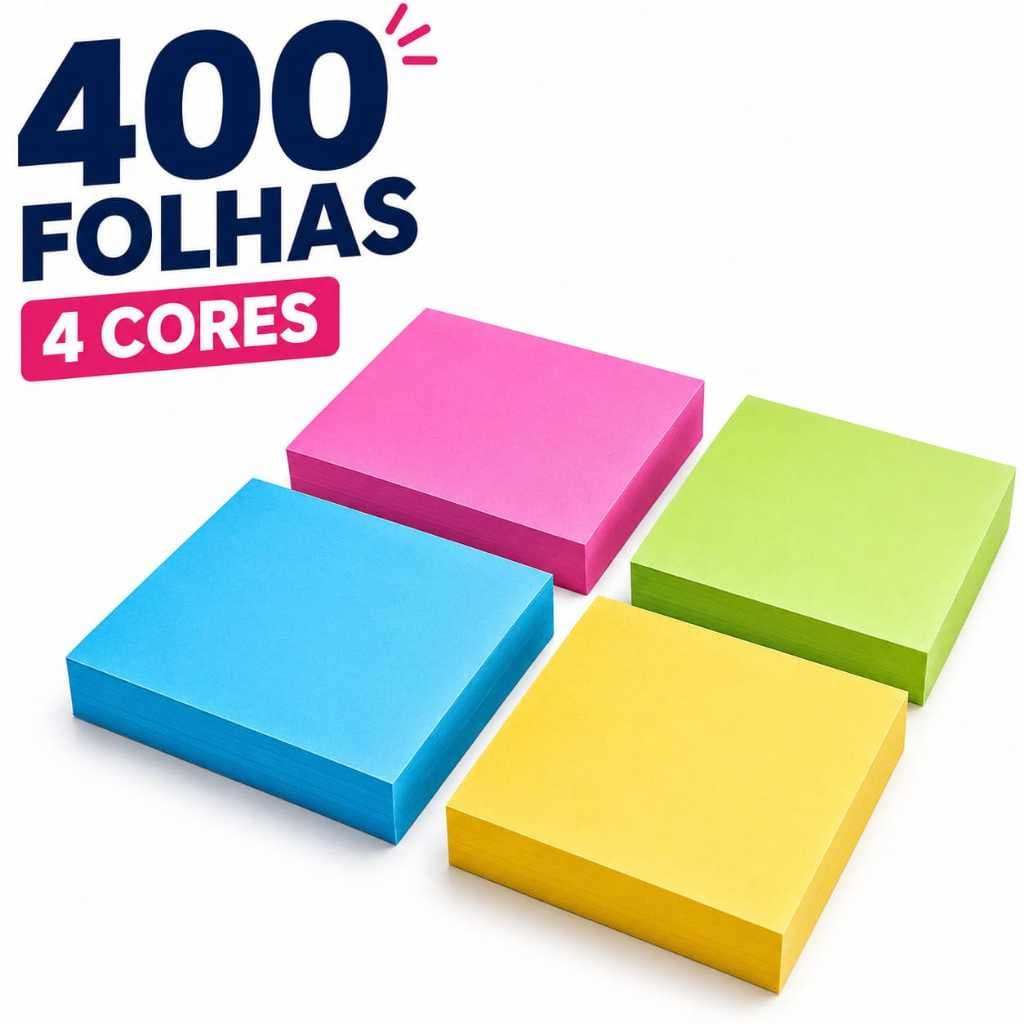 Kit Blocos de Notas Adevisivas Coloridos 400 800 1200 1600 Bloco Anotações 4 cores Neon