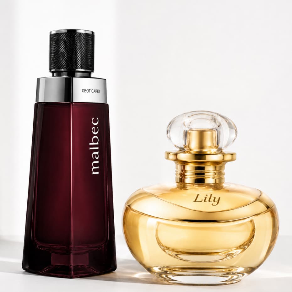 Perfumes Masculino e Feminino 2 Unidades Importados Malbec e Lily Luxo Presente Casal Elegante