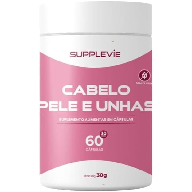 Suplemento para Cabelo Pele e Unhas com Biotina 8 Vitaminas do Complexo B Vitamina C e Cálcio Supplevie 60 Cápsulas