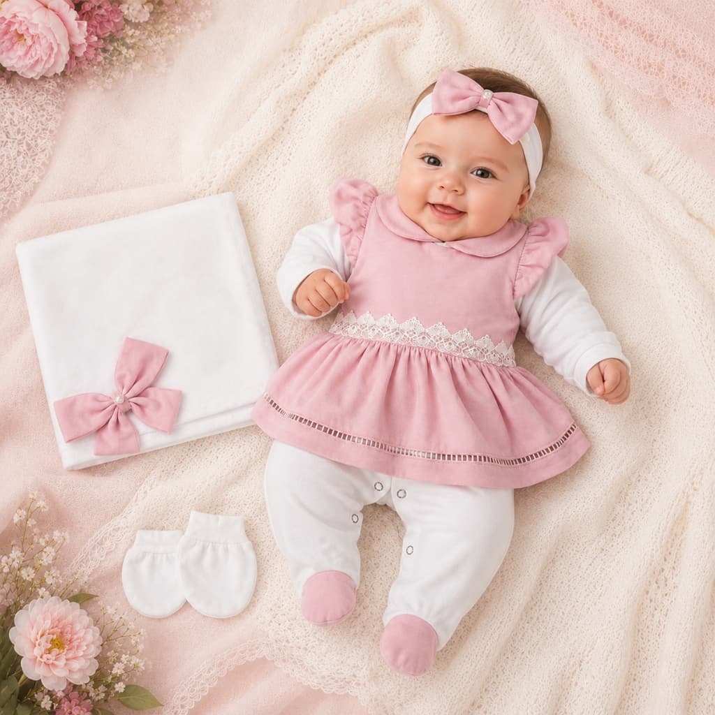 Saída Maternidade Menina Lavínia 05 Peças Roupas de Bebê