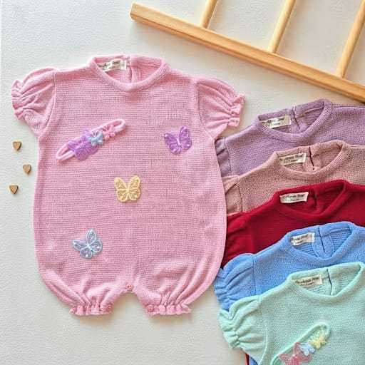 Romper Jardineira Bebê Menina em Tricot/com Faixinha de Cabelo.Vários Tamanhos