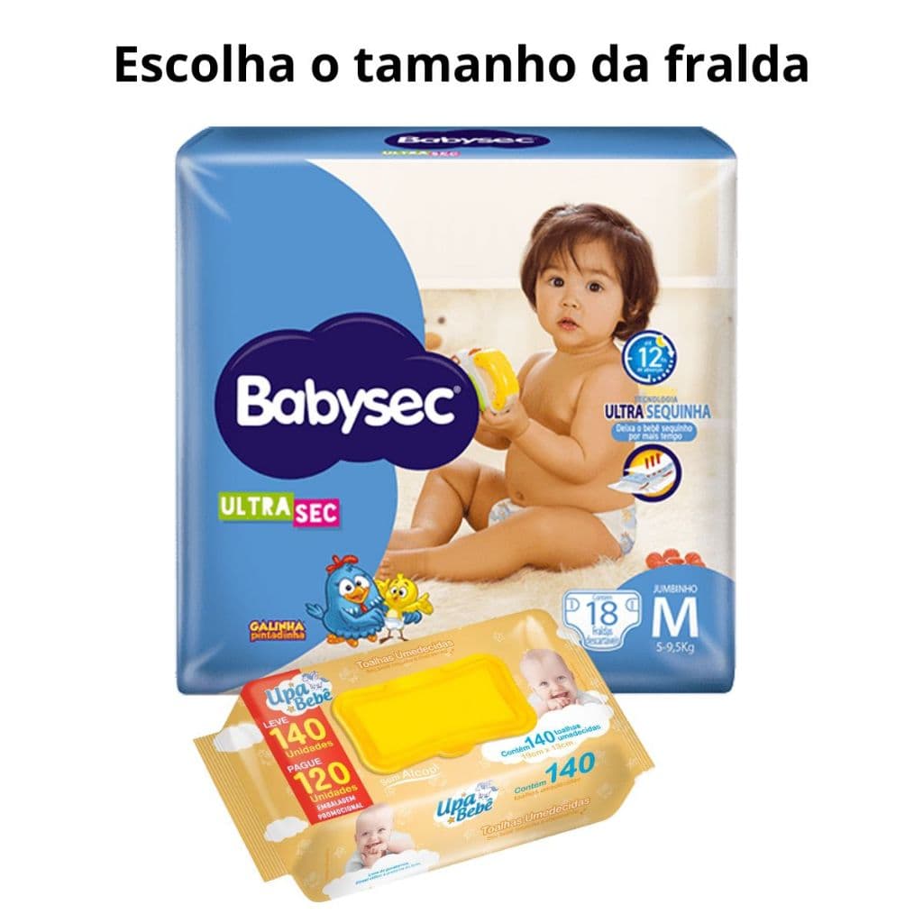 Kit Fralda Babysec Ultrasec + Toalhas Upa Bebê | Conforto e Proteção Diária - Escolha o tamanho