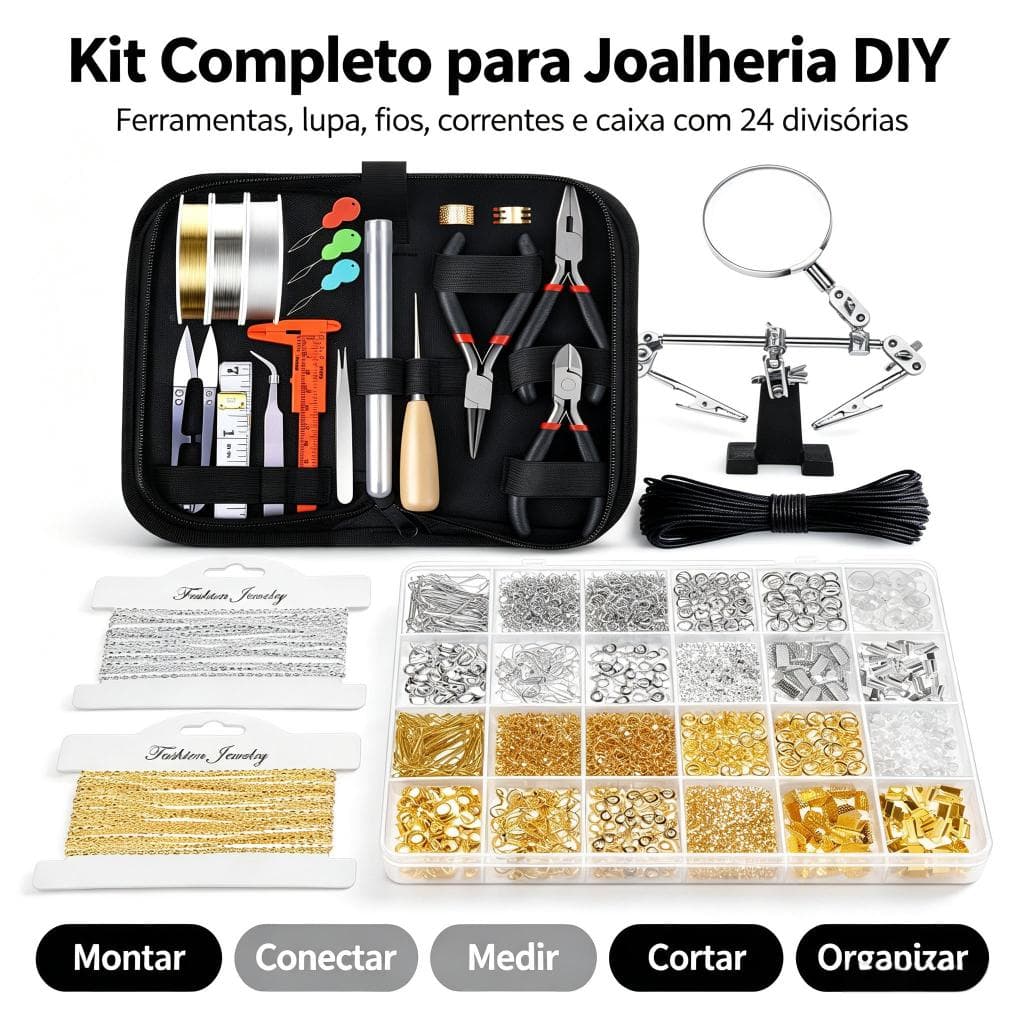 Kit de Joalheria para Adultos – Materiais Completos e Ferramentas de Reparo para Brincos e Colares