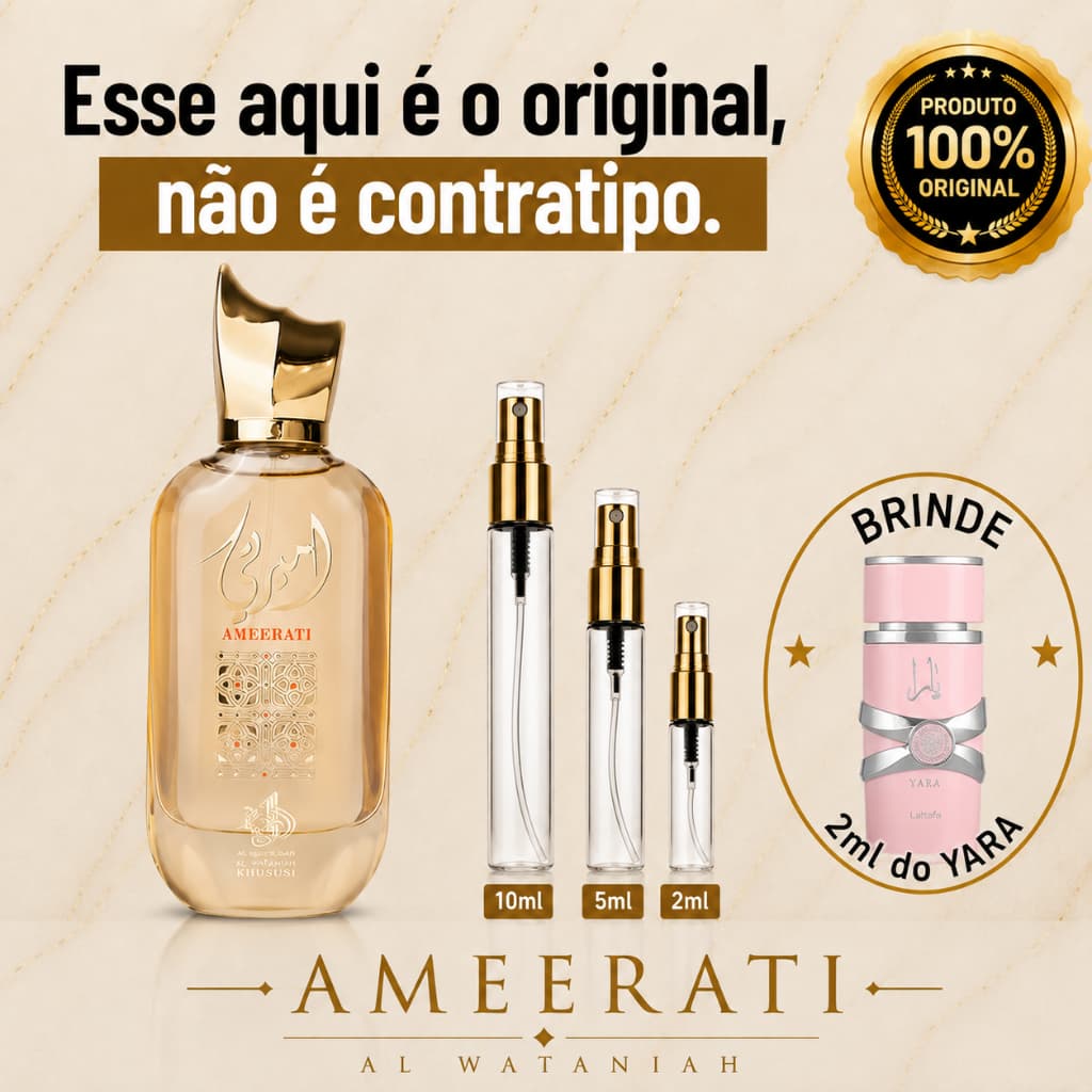 Perfume Árabe Feminino Ameerati - 100% ORIGINAL - Importado - Alta Fixação - Alta Projeção - Atalcado / Almiscarado