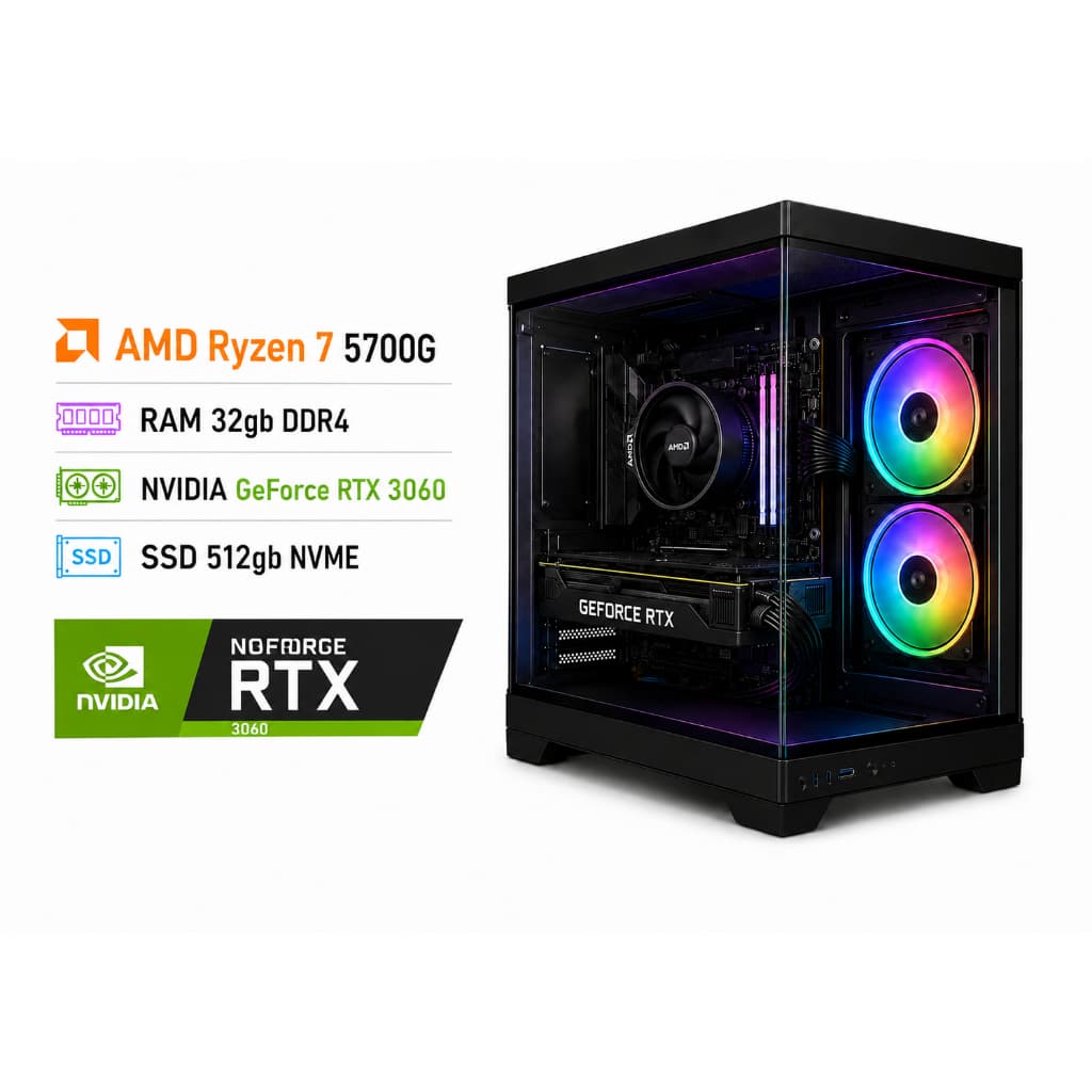 Computador Gamer Ryzen 7 5700G 32gb RTX 3060 12GB SSD 512GB NVME