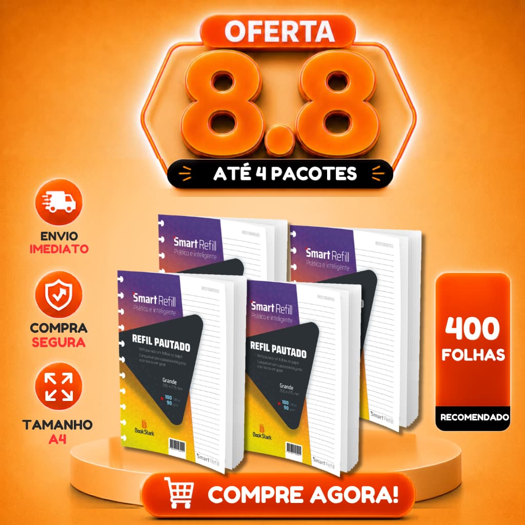 Caderno inteligente Kit com 100/200/300/400 folhas Refil tamanho A4 Grande 11 Discos Pautado