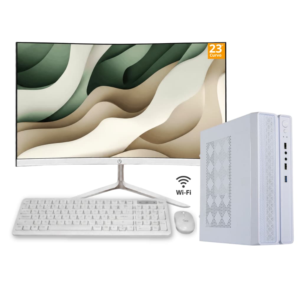 Computador Pc Slim Completo Intel I5 8gb Ram Ssd 240gb Teclado e Mouse Sem fio Monitor Led 23" Curvo Wifi