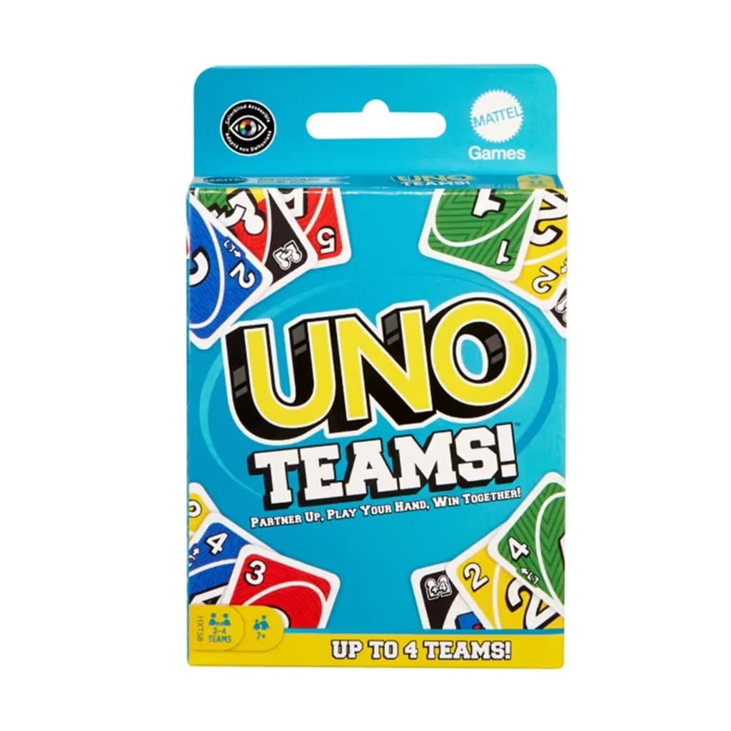 Jogo de Cartas UNO Teams Original Mattel Versão Cooperativa em Equipes Diversão para Família e Amigos
