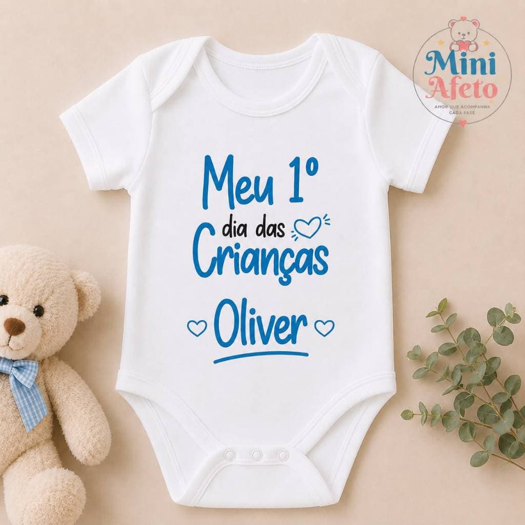 Body Bebê Personalizado Meu 1º Dia das Crianças Com Nome Menino Menina Roupa Infantil Presente Maternidade, Roupa bebe
