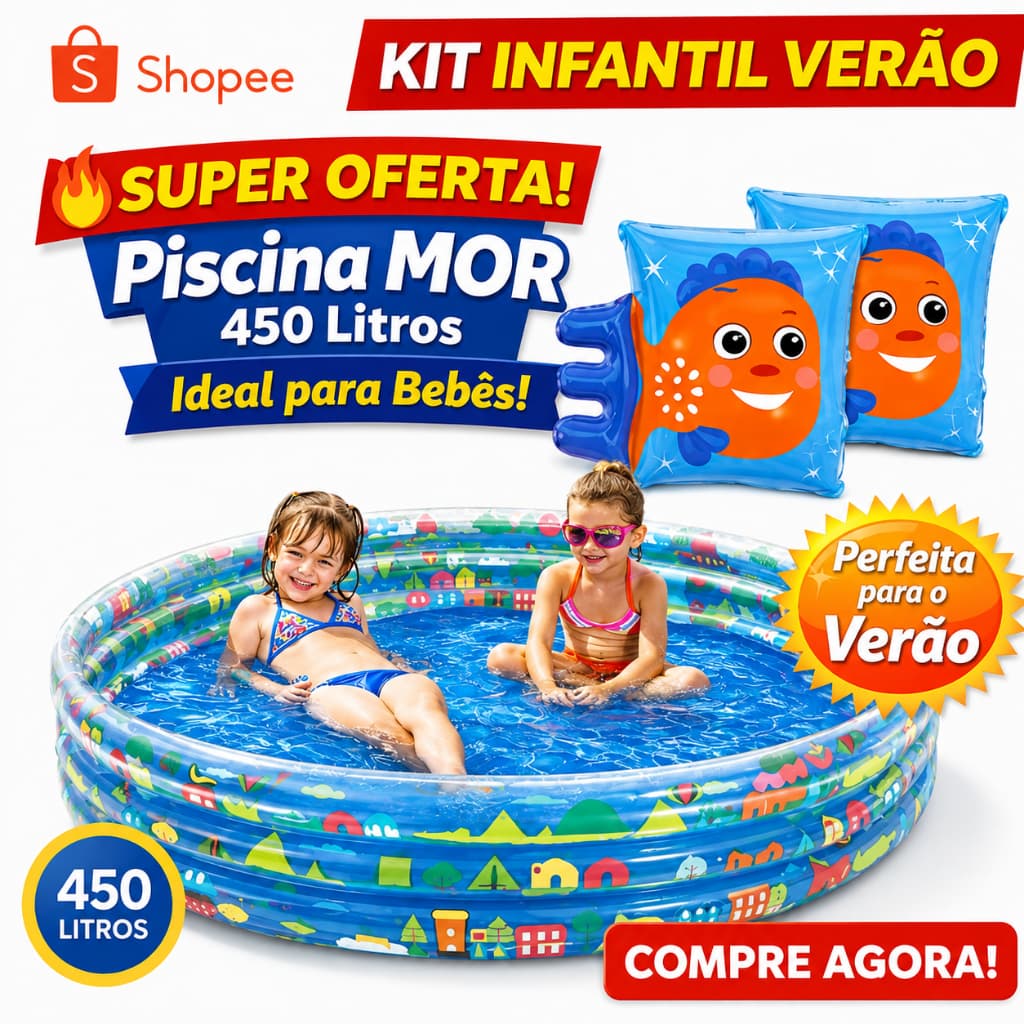 Piscina Infantil Mor  450 Litros  Estampa Bichinhos Verão Diversão Alta Qualidade