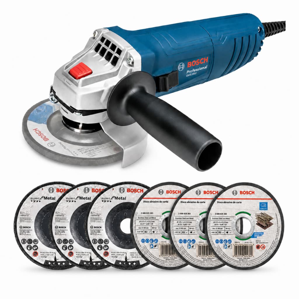 Esmerilhadeira GWS 850 Bosch com 6 Discos 850W 4.1/2''
