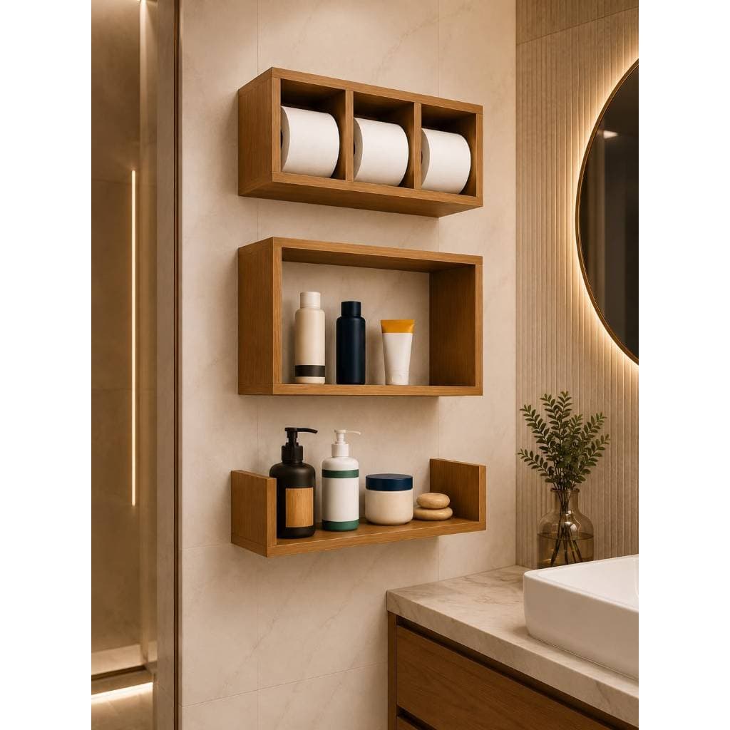 Kit trio de nichos de Cozinha Sala Quarto Toalheiro Colmeia Organizador papel Higiênico