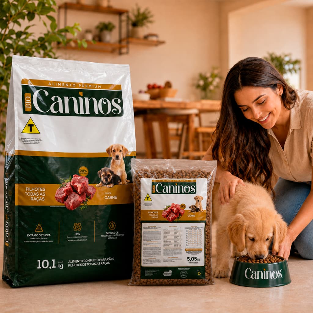 Ração 5kg e 10kg Para Cachorro Caninos Filhote Premium  Nível Proteína 28% Sabor Carne