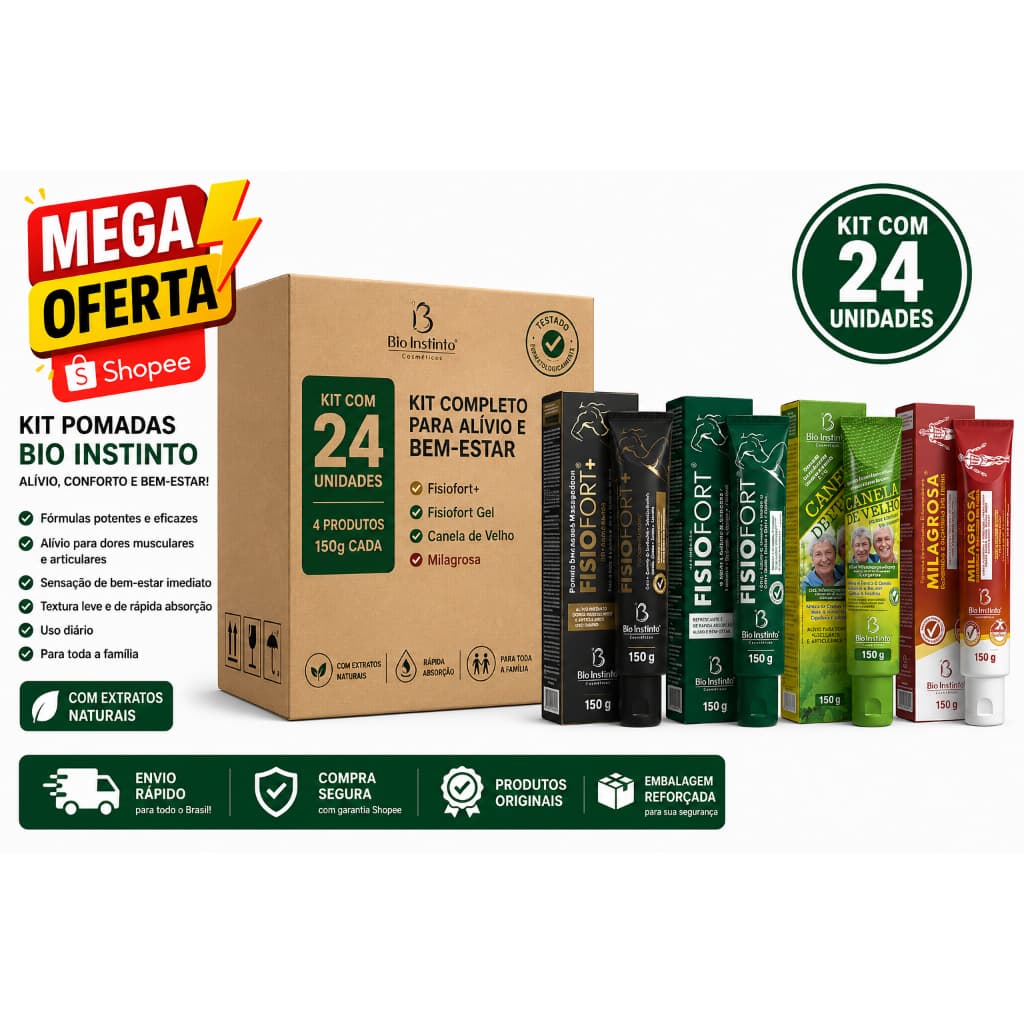 🔥 KIT POMADAS BIO INSTINTO 150G – ESCOLHA KIT COM 12 OU 24 UNIDADES 🔥