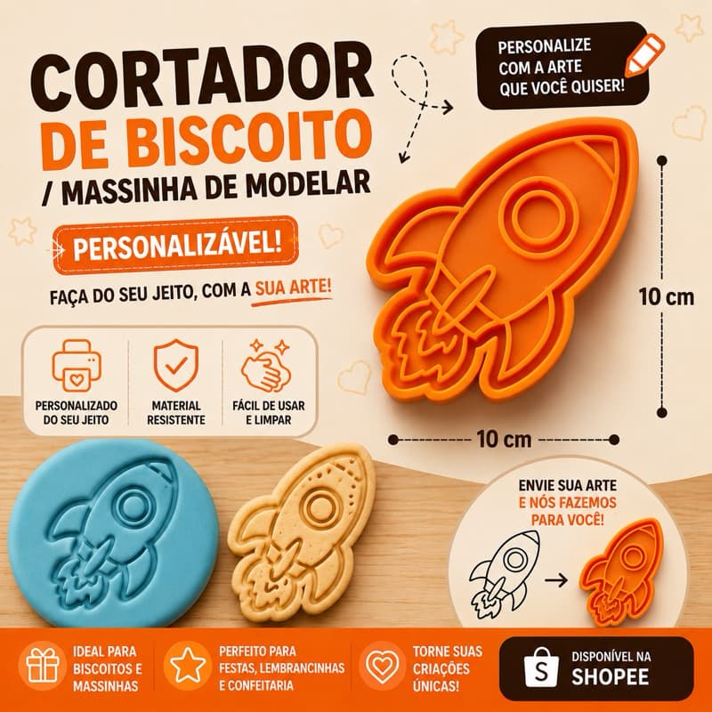 Cortador de biscoito / carimbo massinha de modelar personalizado