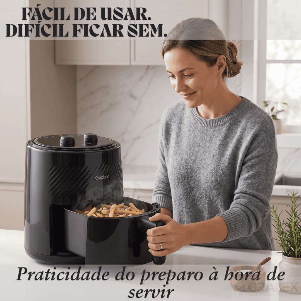 Fritadeira Air Fryer Gaabor NEO 4L 1300W Sem Óleo Timer Antiaderente 127V Preta