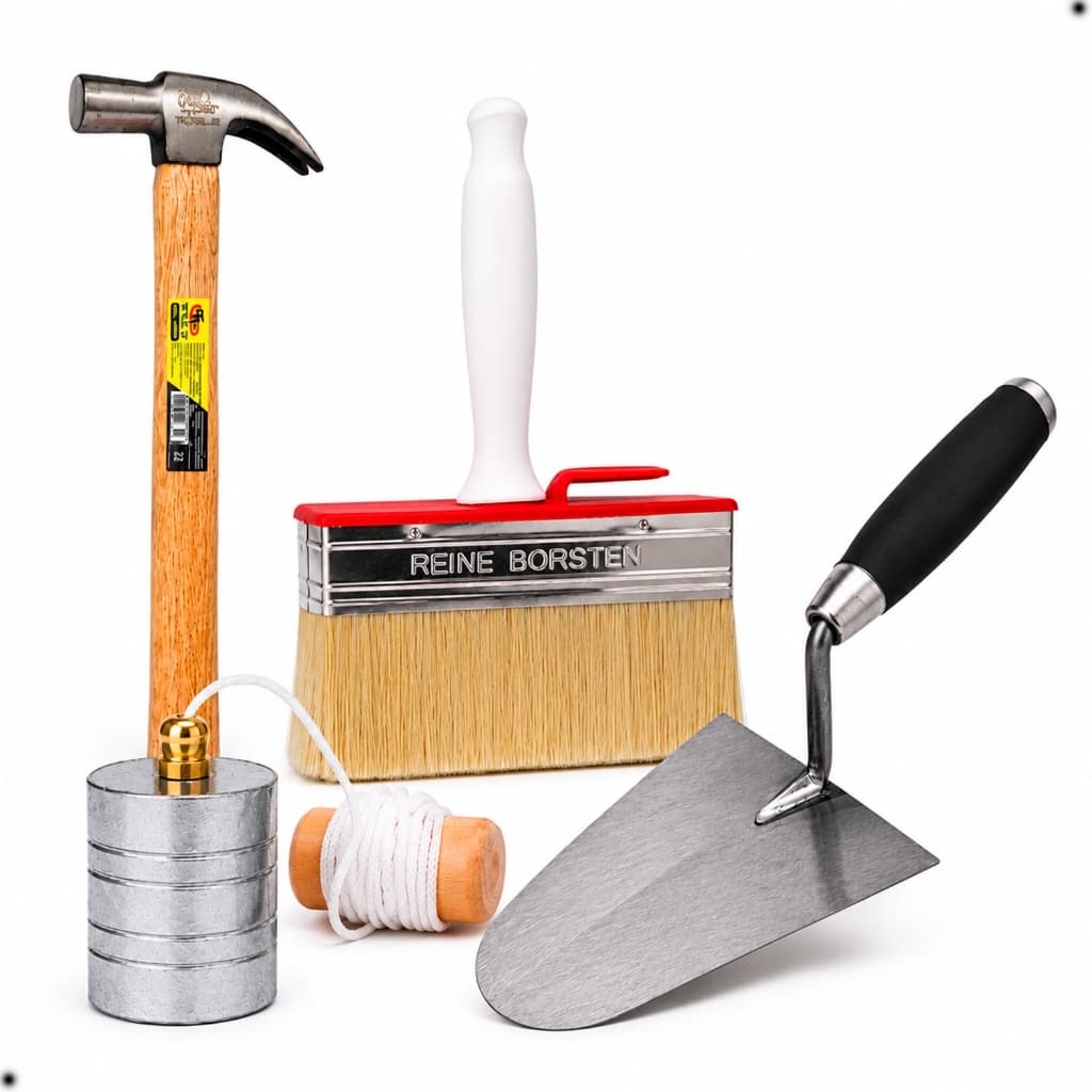 Kit Ferramentas Pedreiro Completo Prumo Colher Martelo Broxa Ferramentas de qualidade para pedreiro para reforma