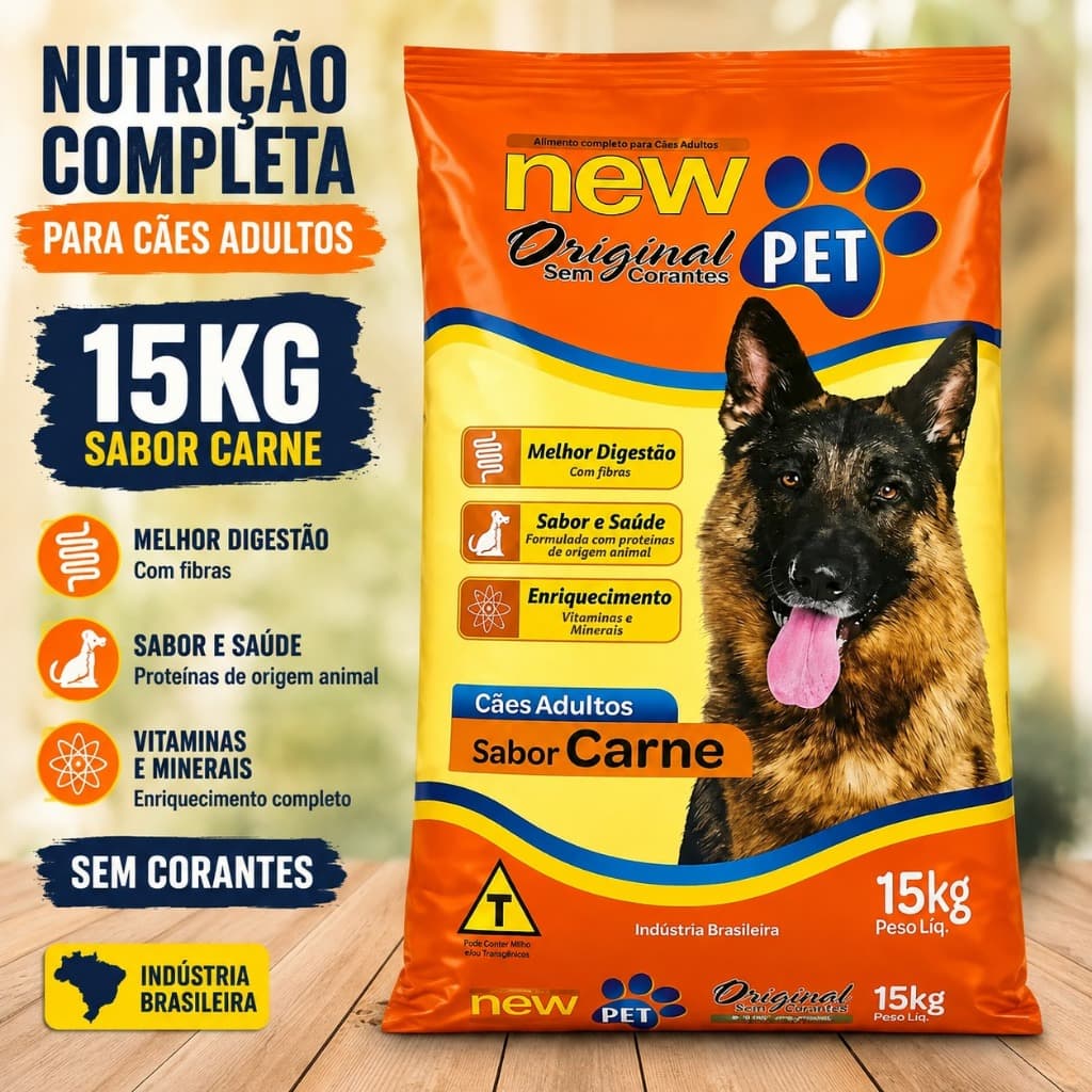 Ração de cachorro New Pet 15 kilos - ótimo custo benefício