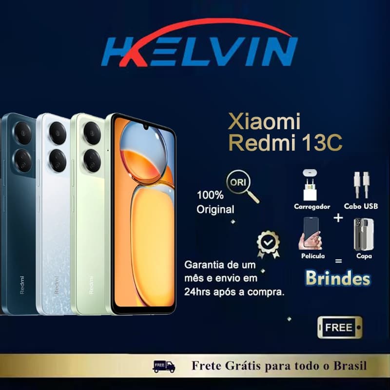 Xiaomi Redmi 13C 256GB 8 ram B Smartphone 4G Câmera 50MP  Carregador 18W