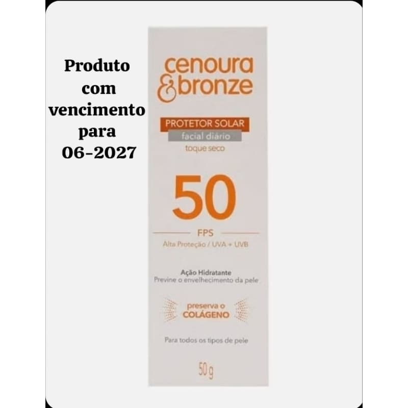 Protetor Solar Facial Cenoura Bronze FPS 50 50gr