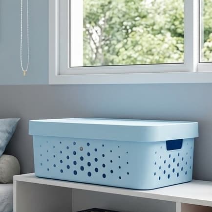Caixa organizadora com tampa 11 litros azul bebe organizador sala cozinha banheiro quarto menino