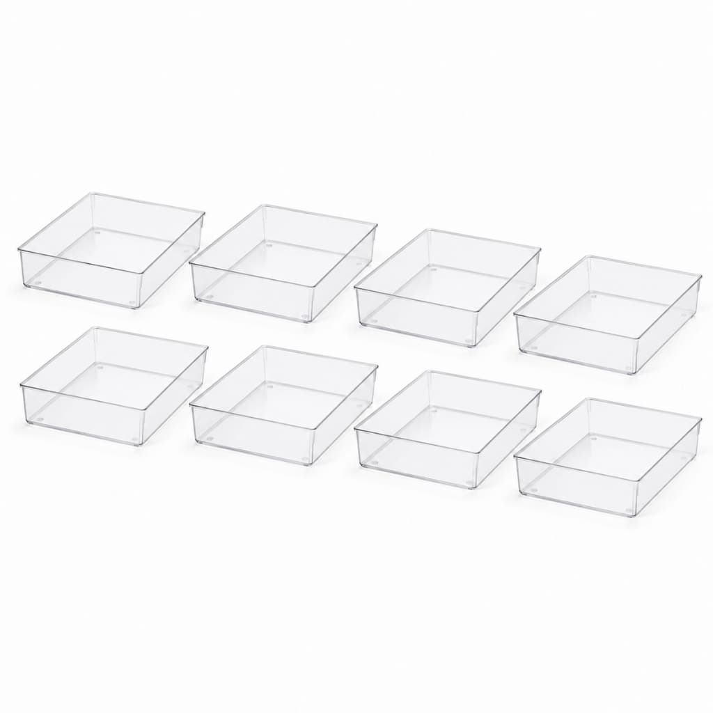 Kit 8 Organizadores De Acrílico Cristal Premium Multiuso Cozena Transparente para Gaveta, Armários, Cozinha, Banheiro