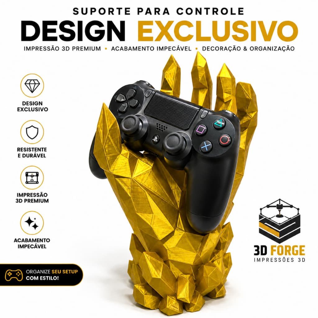 Suporte para Controle Videogame Gamer – Porta Controle de Mesa 3D