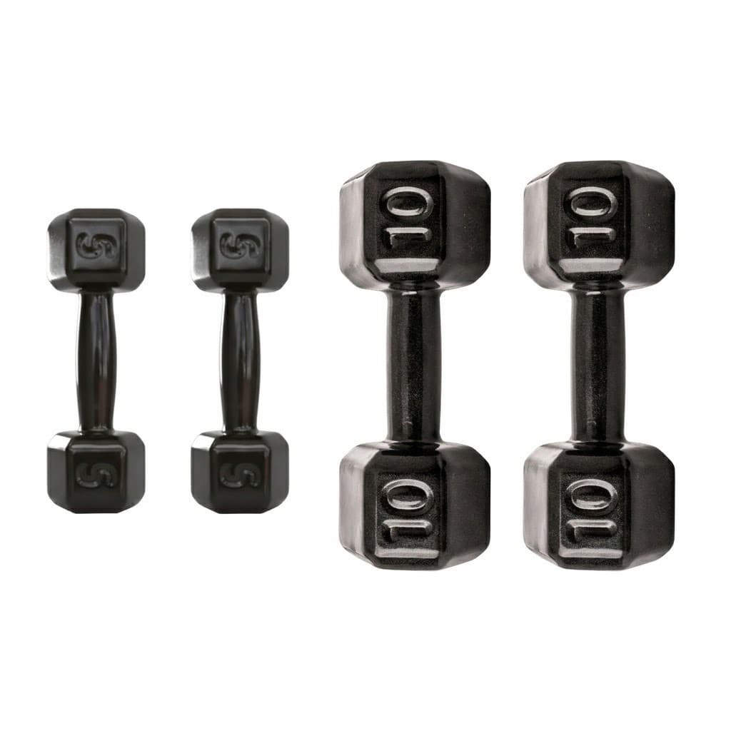 Kit 2 Pares Halteres Sextavados 5kg E 10kg Emborrachado Peso Academia Musculação Profissional Treino Intensivo Fitness