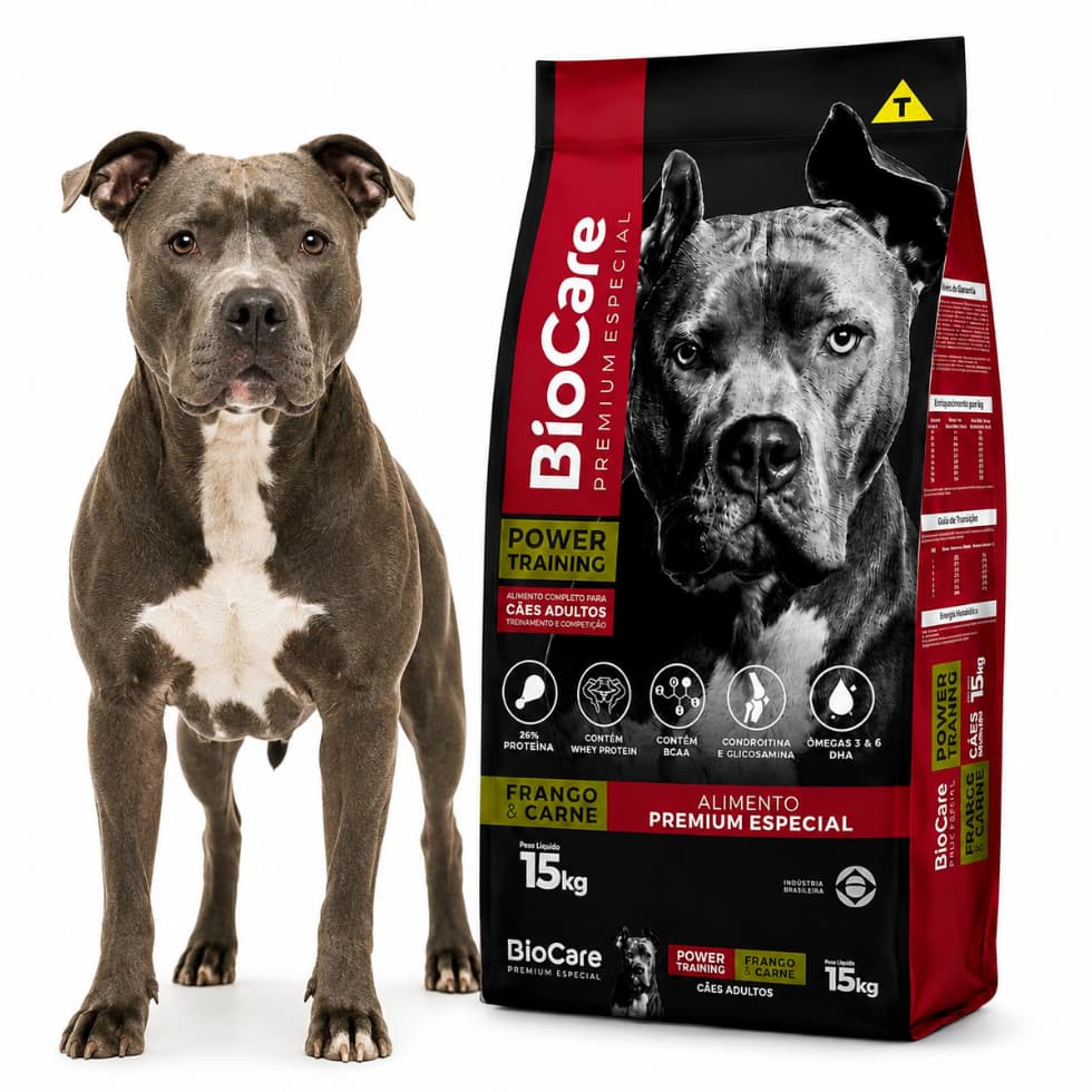 Ração Cachorro Adulto Premium 15kg Power Training 26% Proteína Frango e Carne - Envio Imediato -