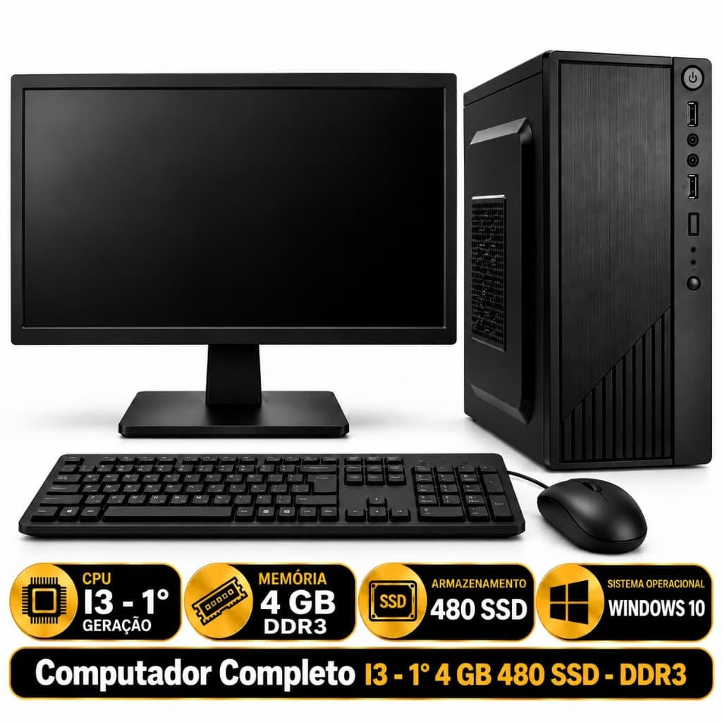 Computador Completo I3 - 1° 4 GB 480 SSD - DDR3