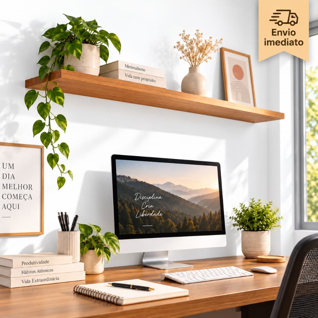 Prateleira de Parede MDF Freijó 120x20cm Suporte Invisível Robusta Elegante Sala de Estar Home Office Acabamento Premium