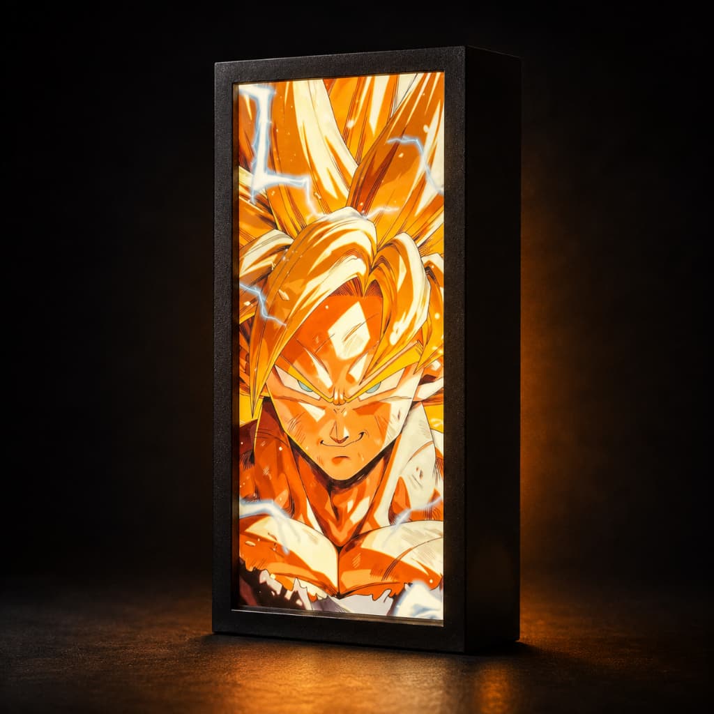 Luminária LED Dragon Ball Goku Gohan Vegeta | 3 Cores | Touch | Decoração Geek | Decoração Setup Gamer
