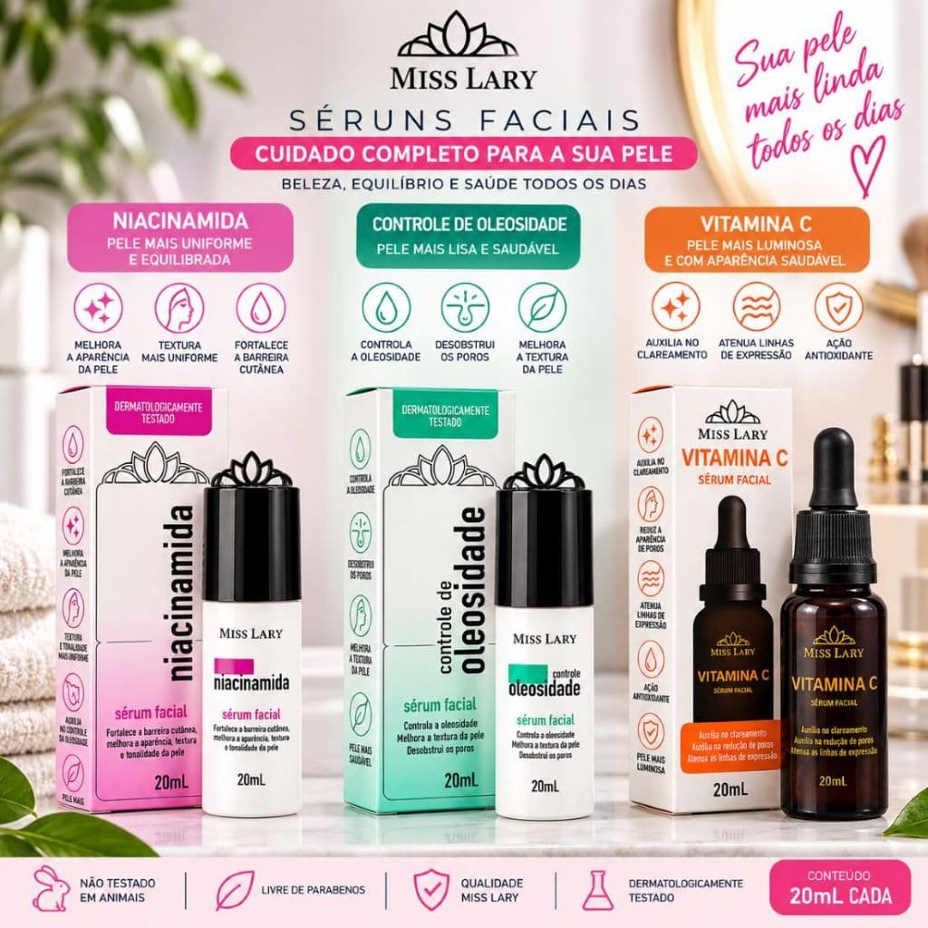 Sérum Facial Miss Lary - Niacinamida - Vitamina C - Oleosidade 20ml