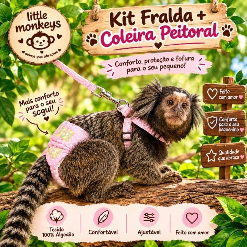 Calça plástica + peitoral para  sagui fêmea (SEU PEDIDO SÓ SERÁ FEITO APÓS ENVIAR A FOTO DO SAGUI PELO CHAT DA LOJA)